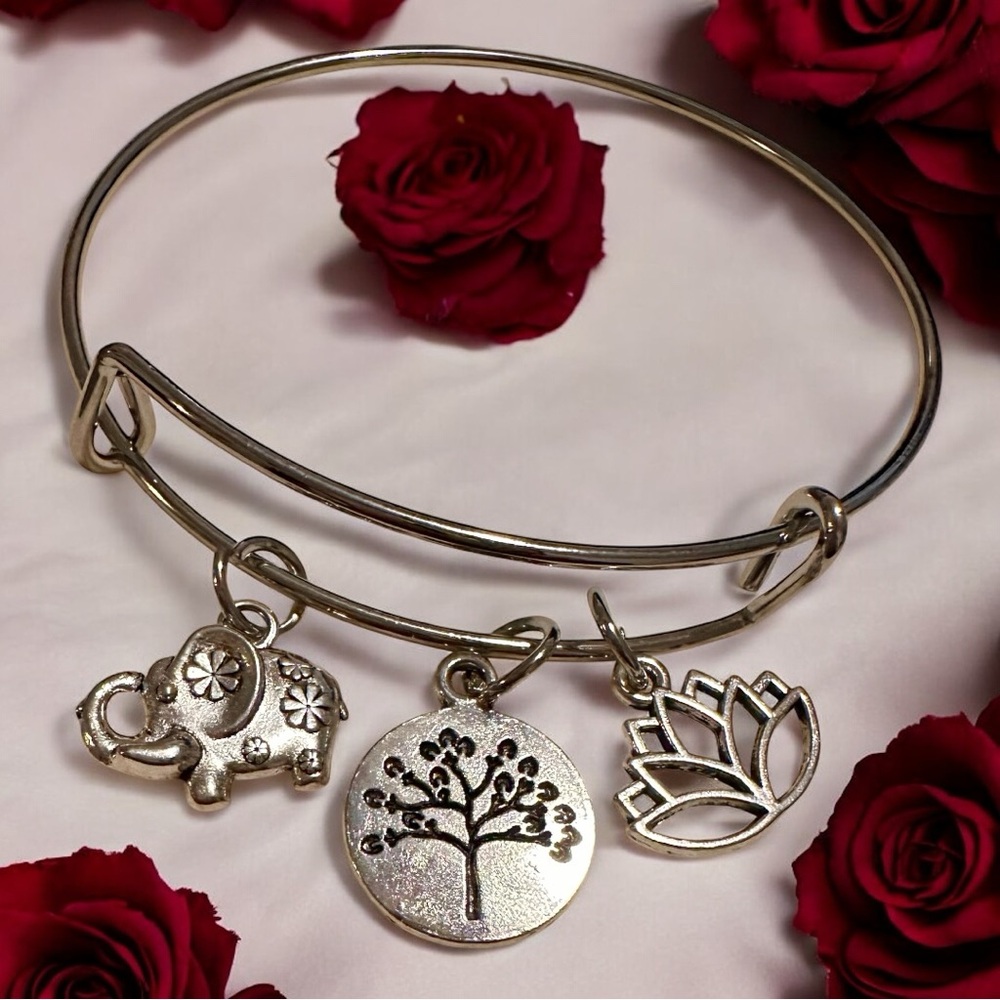 Silver Charm Bangle Bracelet